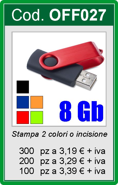 Memoria 8 Gb Usb (+0,80 SIAE)